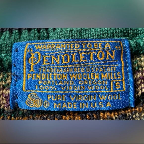 VTG 90s Pendleton Virgin Wool Colorful Patterned Sweater Mens Medium USA Made - Picture 5 of 8